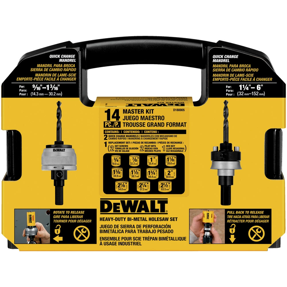 Dewalt D180005 13-Piece Master Bi-Metal Hole Saw Kit 3 Dewalt D180005 13-Piece Master Bi-Metal Hole Saw Kit - Image 3