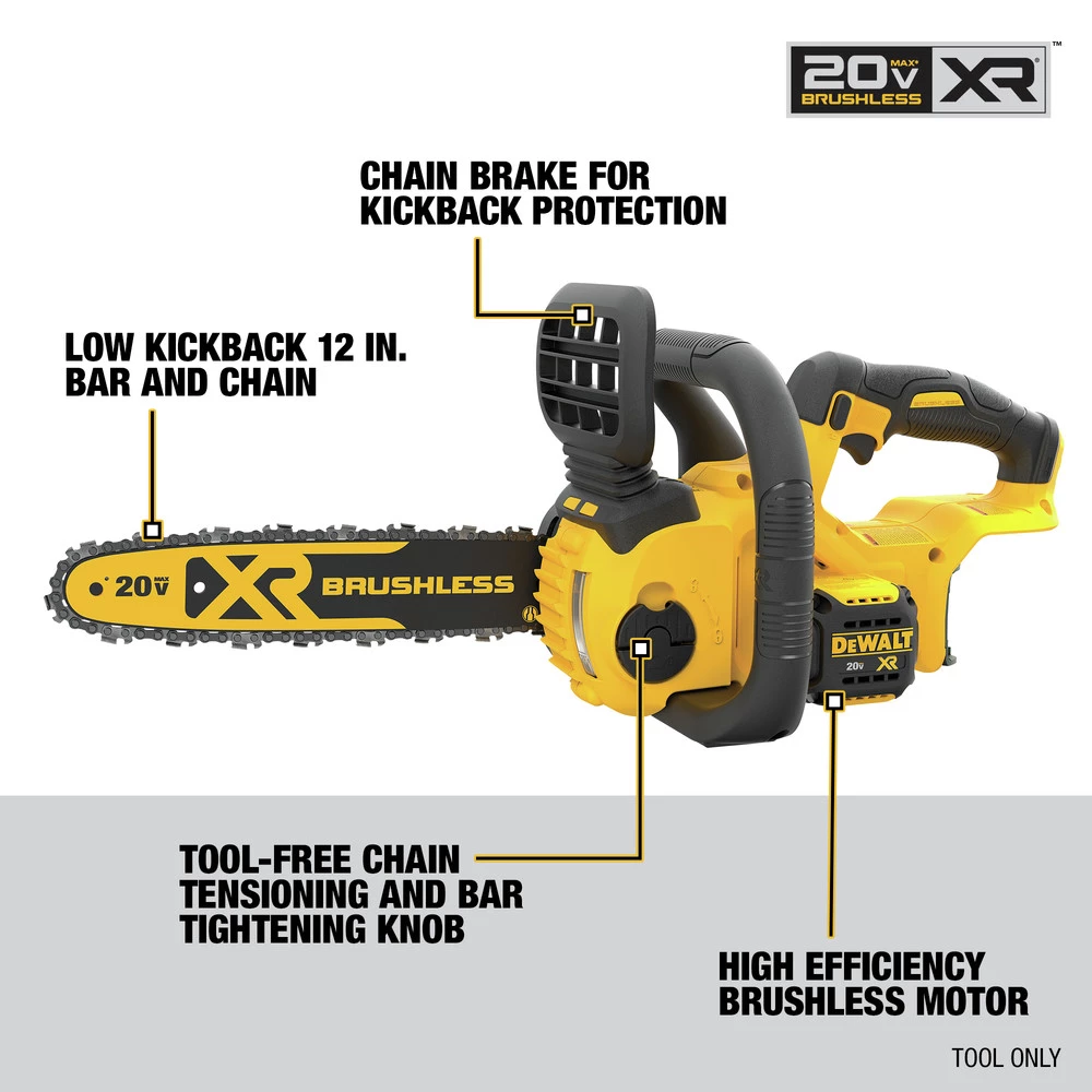 Dewalt DCCS620B 20V MAX XR Brushless Lithium-Ion 12 In. Compact Chainsaw (Tool Only) 4 Dewalt DCCS620B 20V MAX XR Brushless Lithium-Ion 12 In. Compact Chainsaw (Tool Only) - Image 4