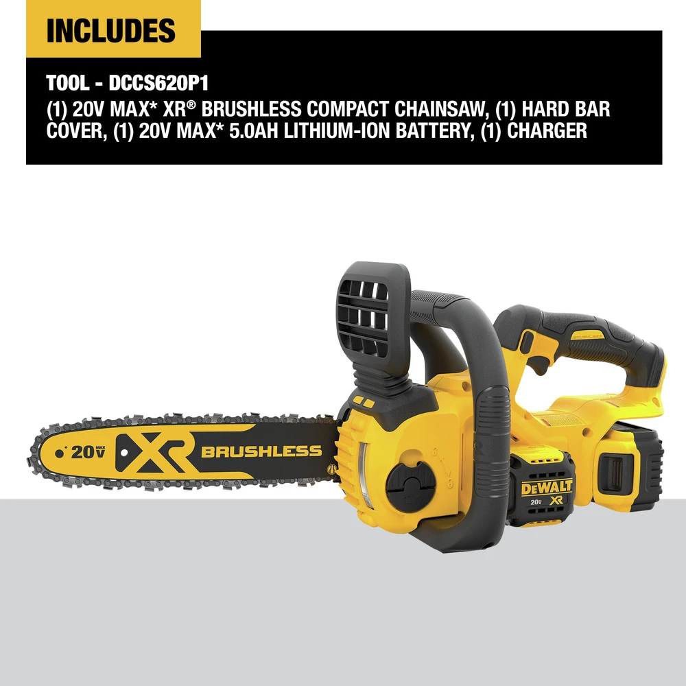 Dewalt DCCS620P1 20V MAX XR 5.0 Ah Brushless Lithium-Ion 12 In. Compact Chainsaw Kit 2 Dewalt DCCS620P1 20V MAX XR 5.0 Ah Brushless Lithium-Ion 12 In. Compact Chainsaw Kit - Image 2