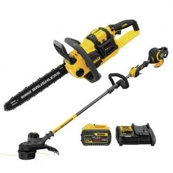 Dewalt DCCS670X1-DCST970B 60V MAX FLEXVOLT Brushless Lithium-Ion 16 In. Cordless Chainsaw And String Trimmer Bundle (3 Ah)