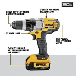 Dewalt DCD980M2 20V MAX Lithium-Ion Premium 3-Speed 1/2 In. Cordless Drill Driver Kit (4 Ah) -Dewalt Sales 2022 dewndcd980m2 k