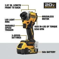 Dewalt DCF850P1 ATOMIC 20V MAX Brushless Lithium-Ion 1/4 In. Cordless 3-Speed Impact Driver Kit (5 Ah) -Dewalt Sales 2022 dewndcf850p1 k