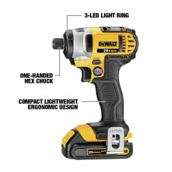 Dewalt DCF885C1 20V MAX Brushed Lithium-Ion 1/4 In. Cordless Impact Driver Kit (1.5 Ah) -Dewalt Sales 2022 dewndcf885c1 f
