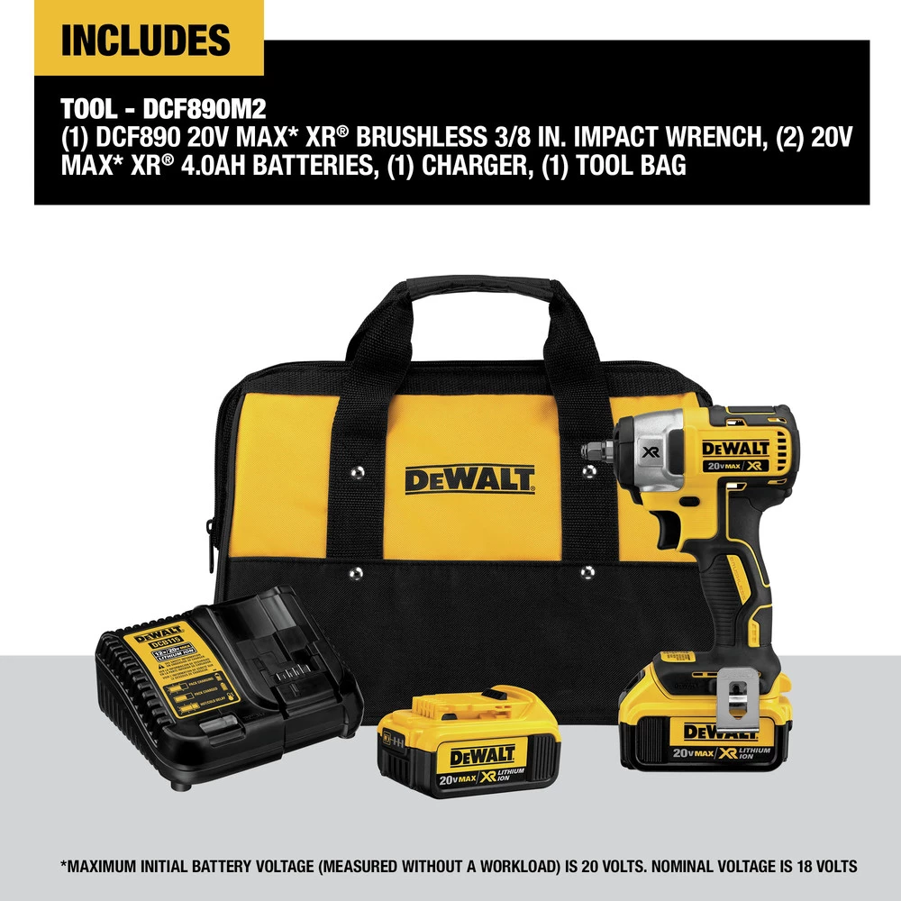 Dewalt DCF890M2 20V MAX XR Cordless Lithium-Ion 3/8 In. Compact Impact Wrench Kit 2 Dewalt DCF890M2 20V MAX XR Cordless Lithium-Ion 3/8 In. Compact Impact Wrench Kit - Image 2