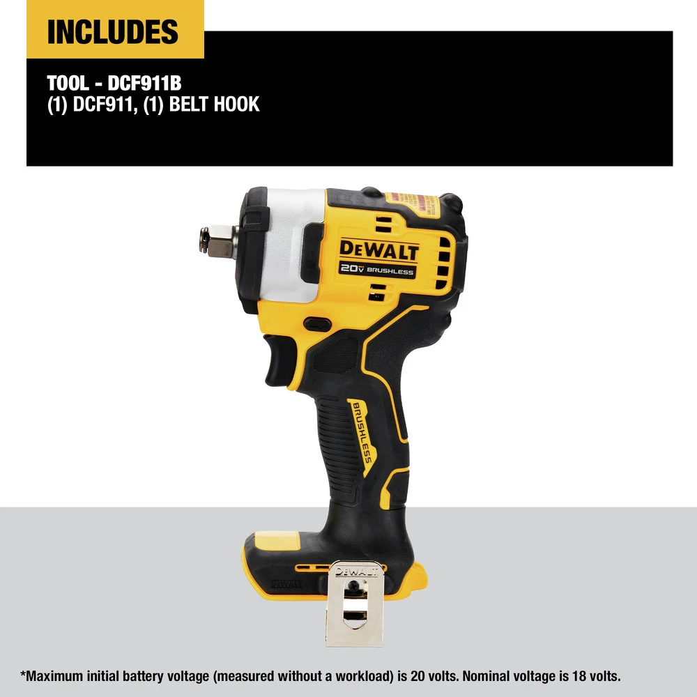 Dewalt DCF911B 20V MAX Brushless Lithium-Ion 1/2 In. Cordless Impact Wrench With Hog Ring Anvil (Tool Only) 2 Dewalt DCF911B 20V MAX Brushless Lithium-Ion 1/2 In. Cordless Impact Wrench With Hog Ring Anvil (Tool Only) - Image 2