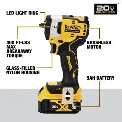 Dewalt DCF913P2 20V MAX Brushless Lithium-Ion 3/8 In. Cordless Impact Wrench With Hog Ring Anvil Kit With 2 Batteries (5 Ah) -Dewalt Sales 2022 dewndcf913p2 h