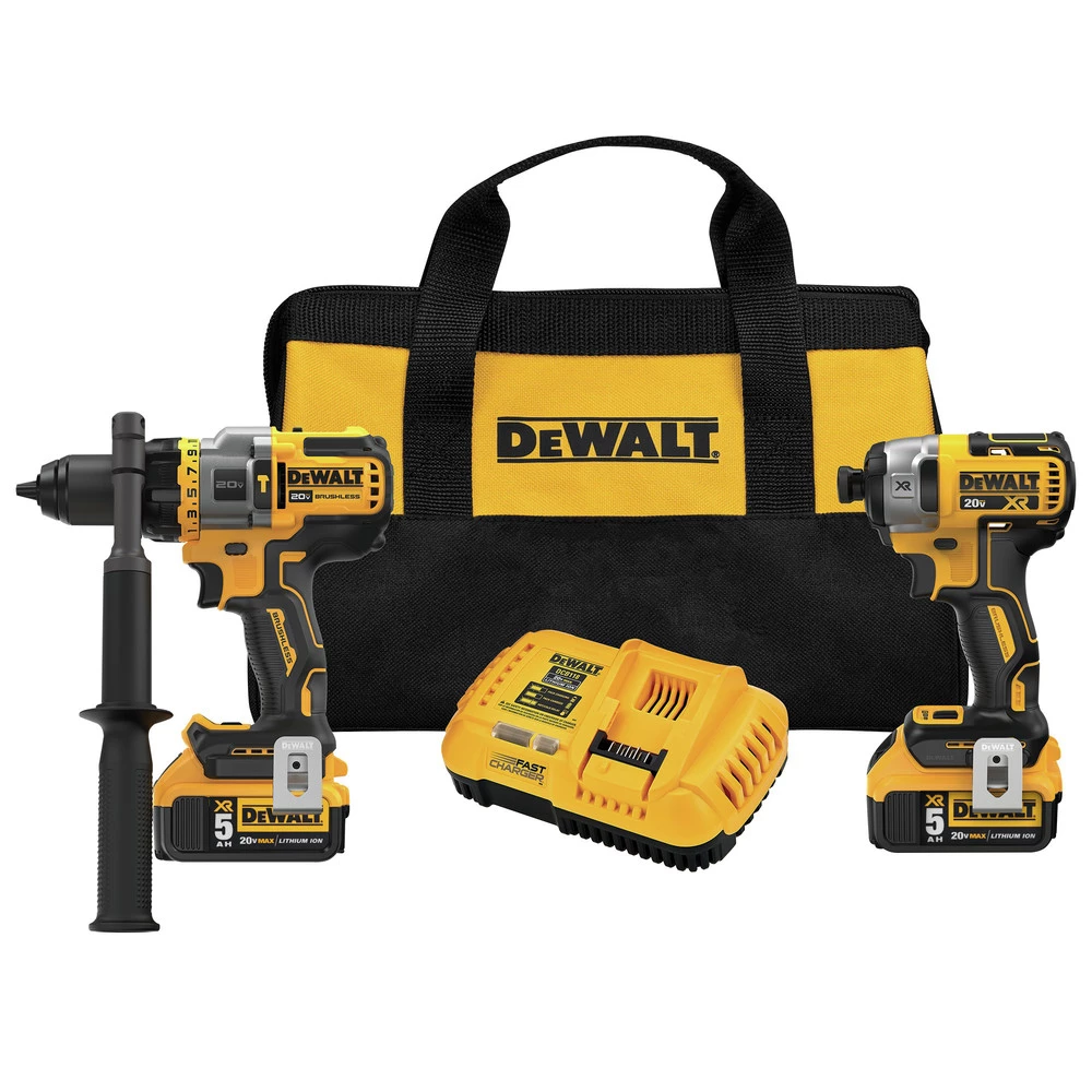 Dewalt DCK2100P2 20V MAX Brushless Cordless 1/2 In. Hammer Drill Driver / Impact Driver Combo Kit (5 Ah) 1 Dewalt DCK2100P2 20V MAX Brushless Cordless 1/2 In. Hammer Drill Driver / Impact Driver Combo Kit (5 Ah)