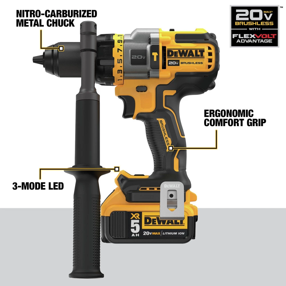 Dewalt DCK2100P2 20V MAX Brushless Cordless 1/2 In. Hammer Drill Driver / Impact Driver Combo Kit (5 Ah) 9 Dewalt DCK2100P2 20V MAX Brushless Cordless 1/2 In. Hammer Drill Driver / Impact Driver Combo Kit (5 Ah) - Image 9