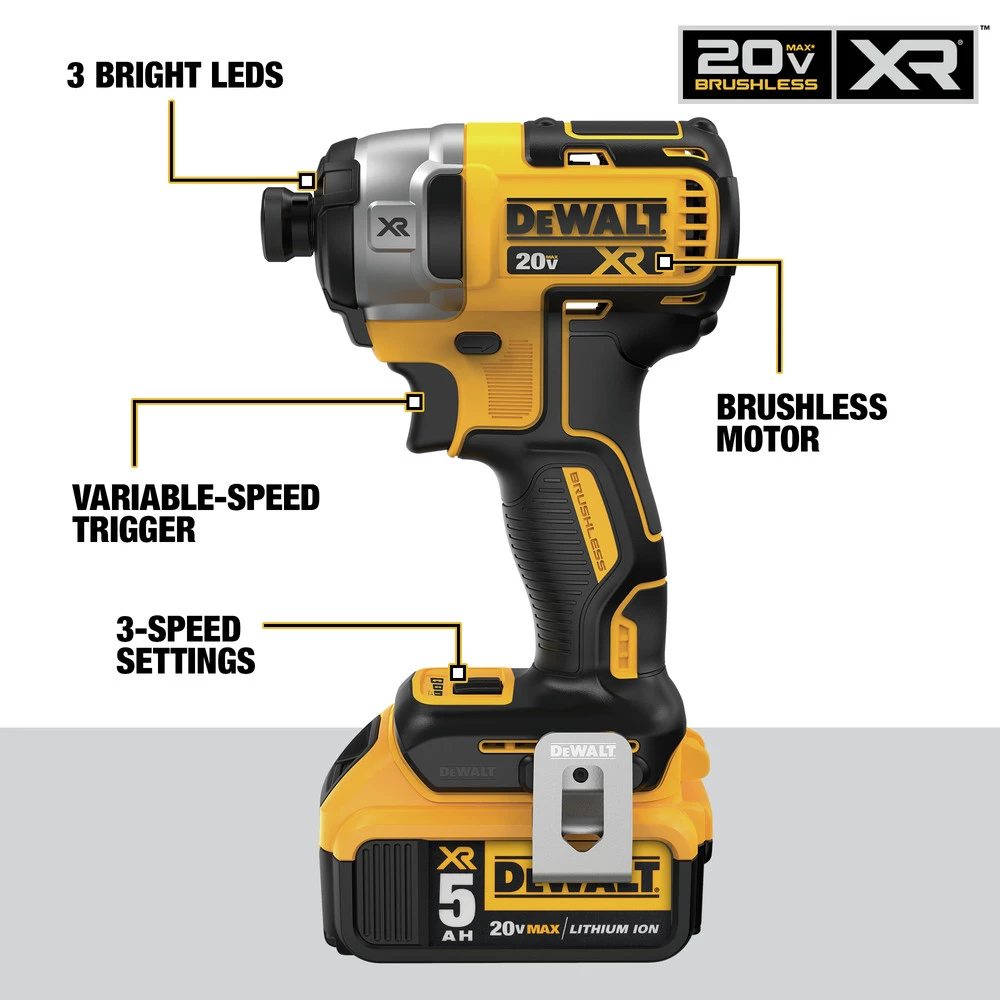 Dewalt DCK2100P2 20V MAX Brushless Cordless 1/2 In. Hammer Drill Driver / Impact Driver Combo Kit (5 Ah) 10 Dewalt DCK2100P2 20V MAX Brushless Cordless 1/2 In. Hammer Drill Driver / Impact Driver Combo Kit (5 Ah) - Image 10