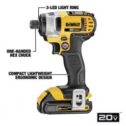 Dewalt DCK240C2 20V MAX Compact Lithium-Ion 1/2 In. Cordless Drill Driver/ 1/4 In. Impact Driver Combo Kit (1.3 Ah) -Dewalt Sales 2022 dewndck240c2 k