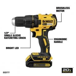Dewalt DCK277C2 20V MAX 1.5 Ah Cordless Lithium-Ion Compact Brushless Drill And Impact Driver Combo Kit -Dewalt Sales 2022 dewndck277c2 c