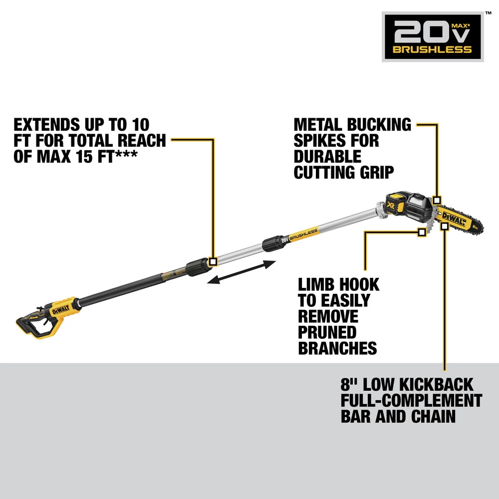 Dewalt DCPS620M1 20V MAX XR Cordless Lithium-Ion 4 Ah Pole Saw Kit 12 Dewalt DCPS620M1 20V MAX XR Cordless Lithium-Ion 4 Ah Pole Saw Kit - Image 12