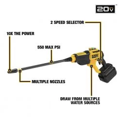 Dewalt DCPW550B 20V MAX 550 PSI Cordless Power Cleaner (Tool Only) -Dewalt Sales 2022 dewndcpw550b l