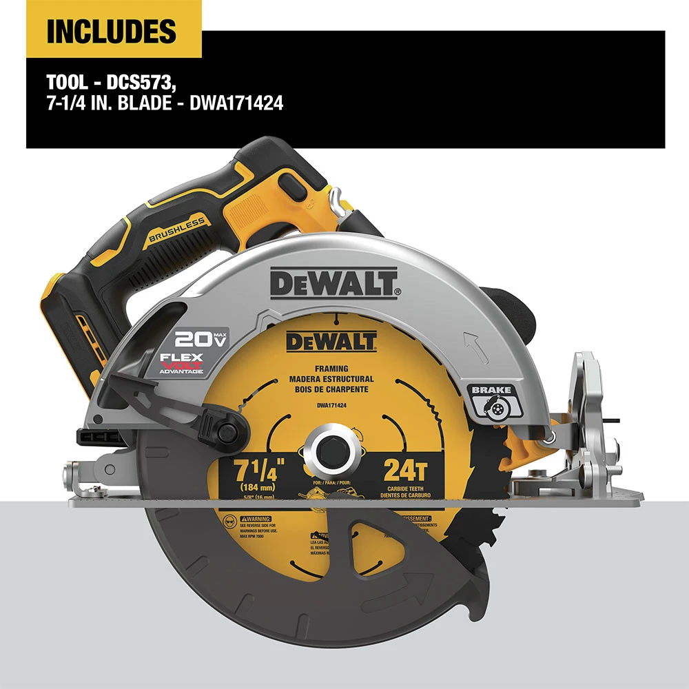 Dewalt DCS573B 20V MAX Brushless Lithium-Ion 7-1/4 In. Cordless Circular Saw With FLEXVOLT ADVANTAGE (Tool Only) 6 Dewalt DCS573B 20V MAX Brushless Lithium-Ion 7-1/4 In. Cordless Circular Saw With FLEXVOLT ADVANTAGE (Tool Only) - Image 6