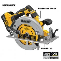Dewalt DCS574W1 20V MAX XR POWER DETECT Brushless Lithium-Ion 7-1/4 In. Cordless Circular Saw Kit (8 Ah) -Dewalt Sales 2022 dewndcs574w1 i