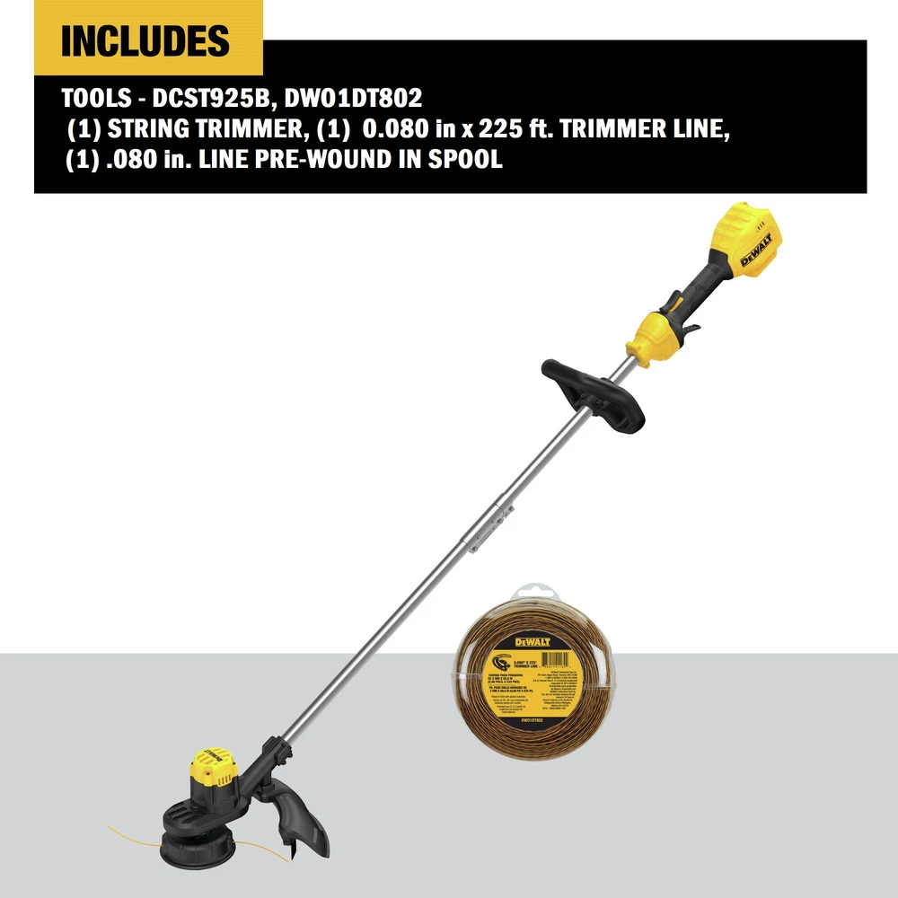 Dewalt DCST925B-DWO1DT802 20V MAX Lithium-Ion 13 In. Cordless String Trimmer And 0.080 In. X 225 Ft. String Trimmer Line Bundle (Tool Only) 2 Dewalt DCST925B-DWO1DT802 20V MAX Lithium-Ion 13 In. Cordless String Trimmer And 0.080 In. X 225 Ft. String Trimmer Line Bundle (Tool Only) - Image 2