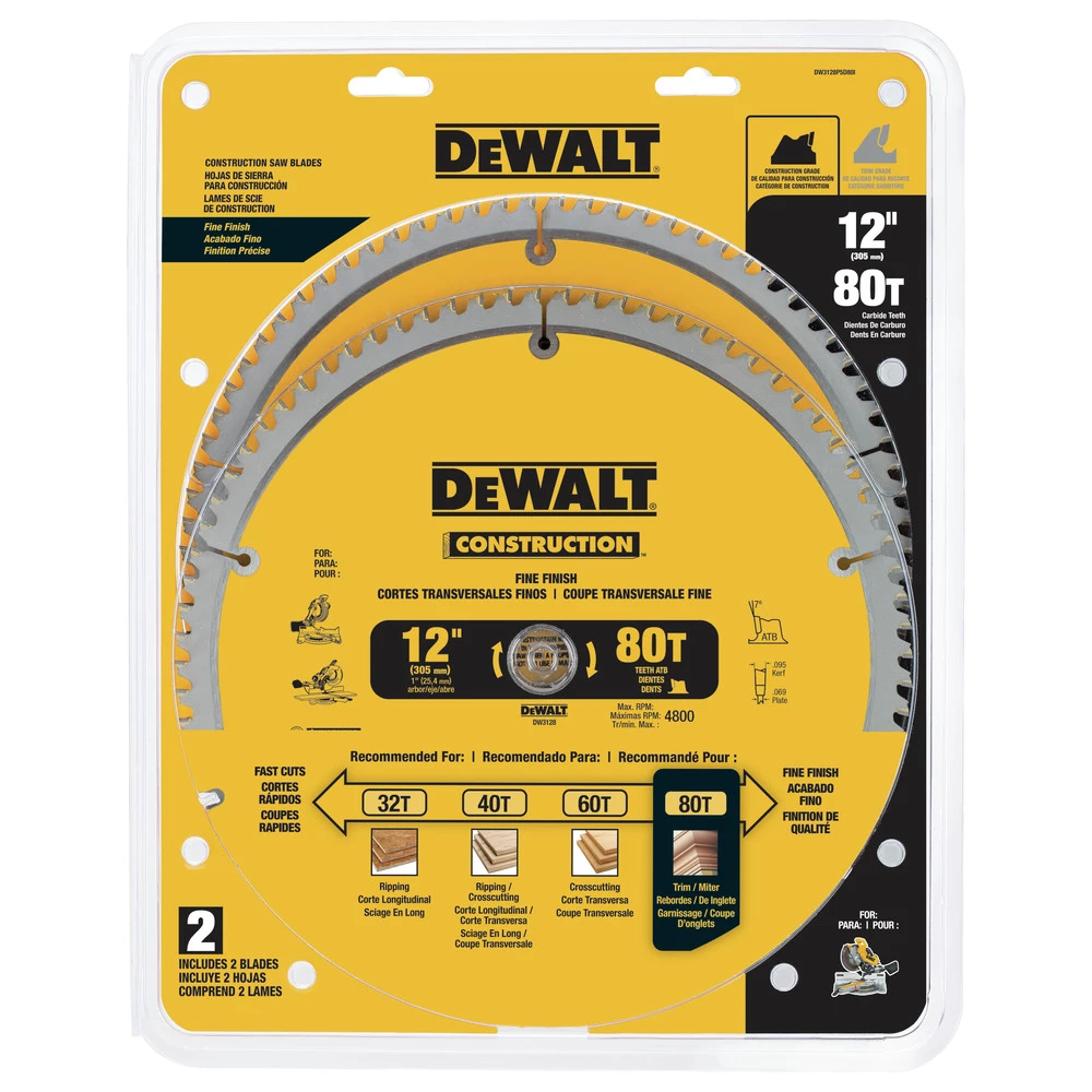Dewalt DW3128P5D80I Series 20 12 In. 80 Tooth Saw Blade (2-Pack) 2 Dewalt DW3128P5D80I Series 20 12 In. 80 Tooth Saw Blade (2-Pack) - Image 2