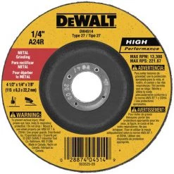 Dewalt DW4514 4-1/2 In. X 1/4 In. A24R High Performance Metal Grinding Abrasive