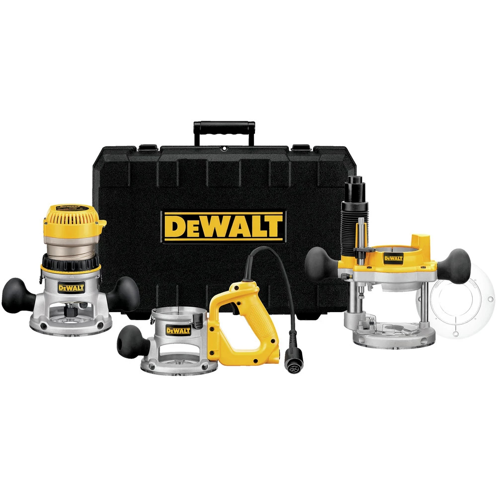 Dewalt DW618B3 120V 12 Amp Brushed 2-1/4 HP Corded Three Base Router Kit 1 Dewalt DW618B3 120V 12 Amp Brushed 2-1/4 HP Corded Three Base Router Kit