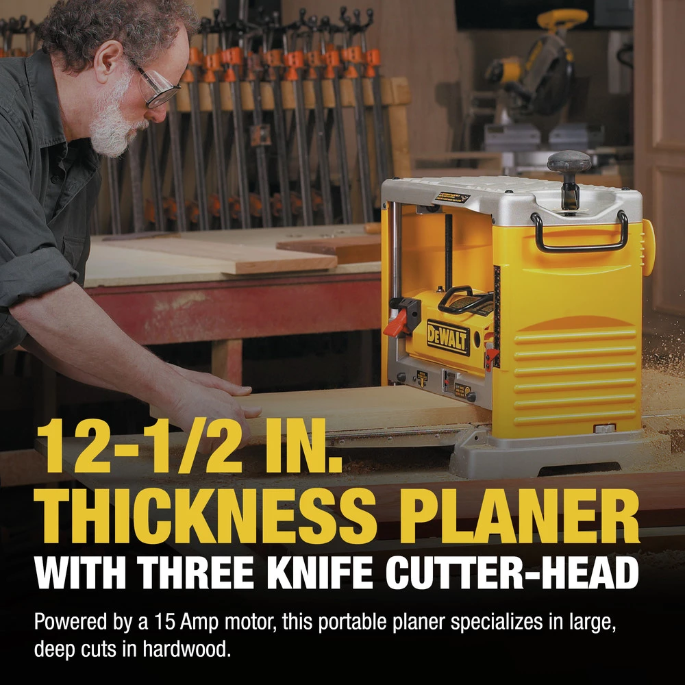 Dewalt DW734 120V 15 Amp Brushed 12-1/2 In. Corded Thickness Planer With Three Knife Cutter-Head 6 Dewalt DW734 120V 15 Amp Brushed 12-1/2 In. Corded Thickness Planer With Three Knife Cutter-Head - Image 6