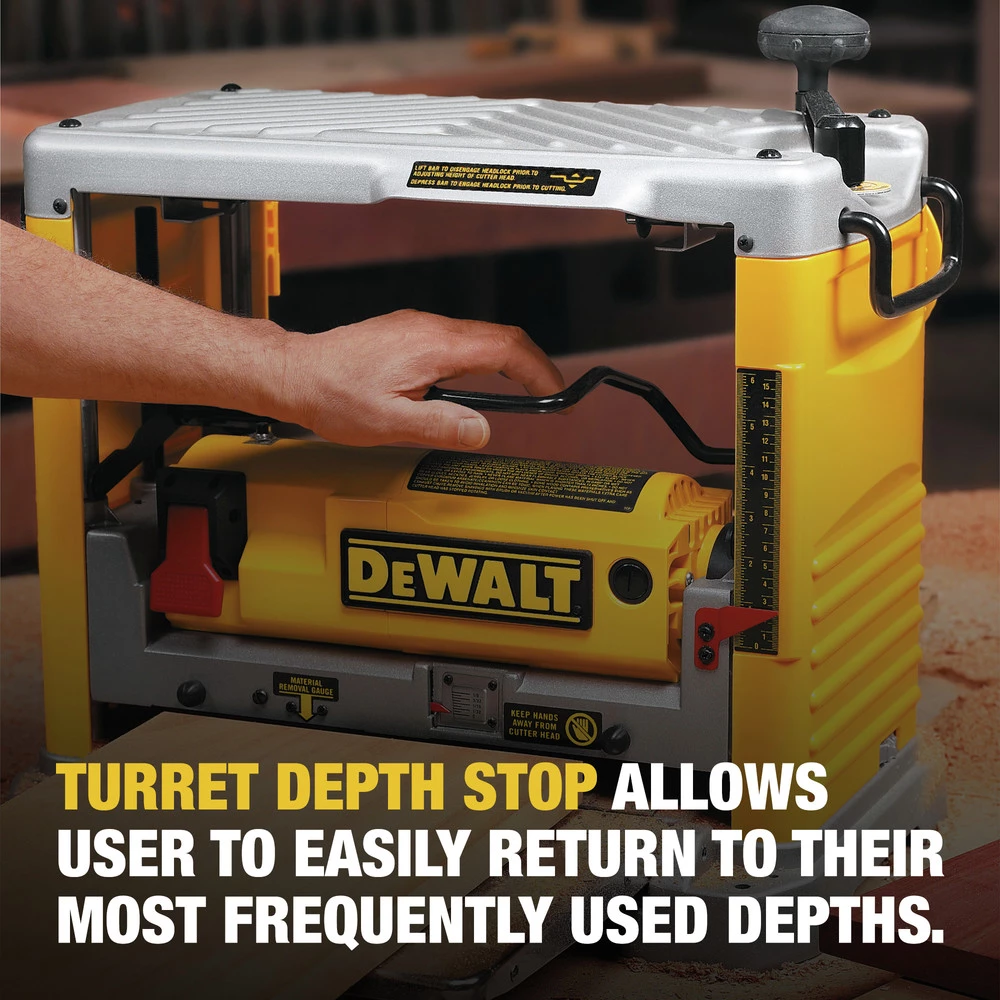 Dewalt DW734 120V 15 Amp Brushed 12-1/2 In. Corded Thickness Planer With Three Knife Cutter-Head 7 Dewalt DW734 120V 15 Amp Brushed 12-1/2 In. Corded Thickness Planer With Three Knife Cutter-Head - Image 7