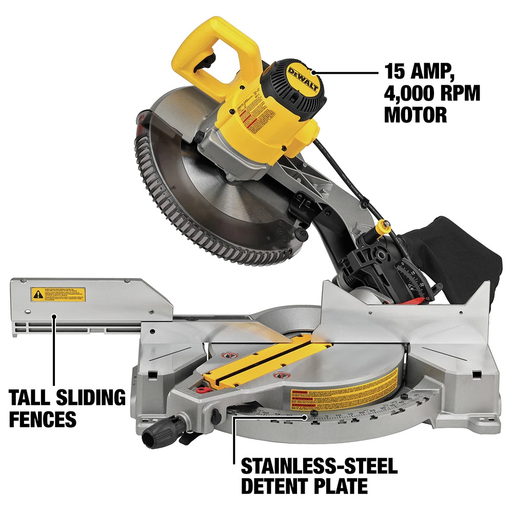 Dewalt DWS715 120V 15 Amp 12 In. Corded Single Bevel Compound Miter Saw 12 Dewalt DWS715 120V 15 Amp 12 In. Corded Single Bevel Compound Miter Saw - Image 12